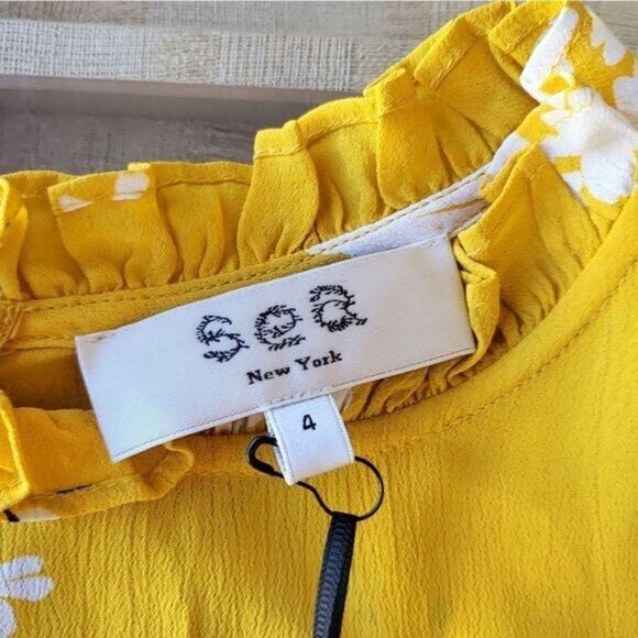 NWT Sea New York Pia Yellow Floral Ruffle Hem Mini Dress Women's Size 4 Colorful - Picture 8 of 10